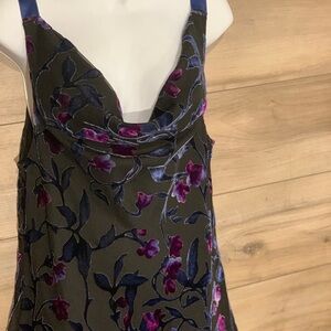 Y2K Floral Velvet burnout Slip Dress babydoll romantic goth Whemsigoth cowl neck